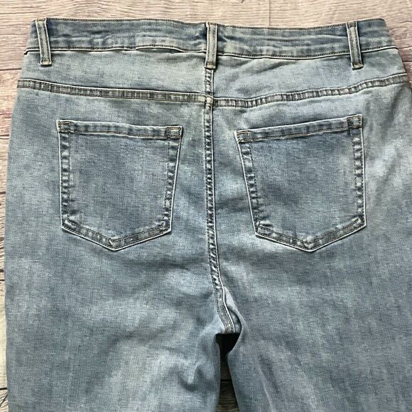 Denim 24/7 Womens Jeans sz 14W Light Wash Denim Gold Metallic Embellishment x28" - Picture 10 of 11